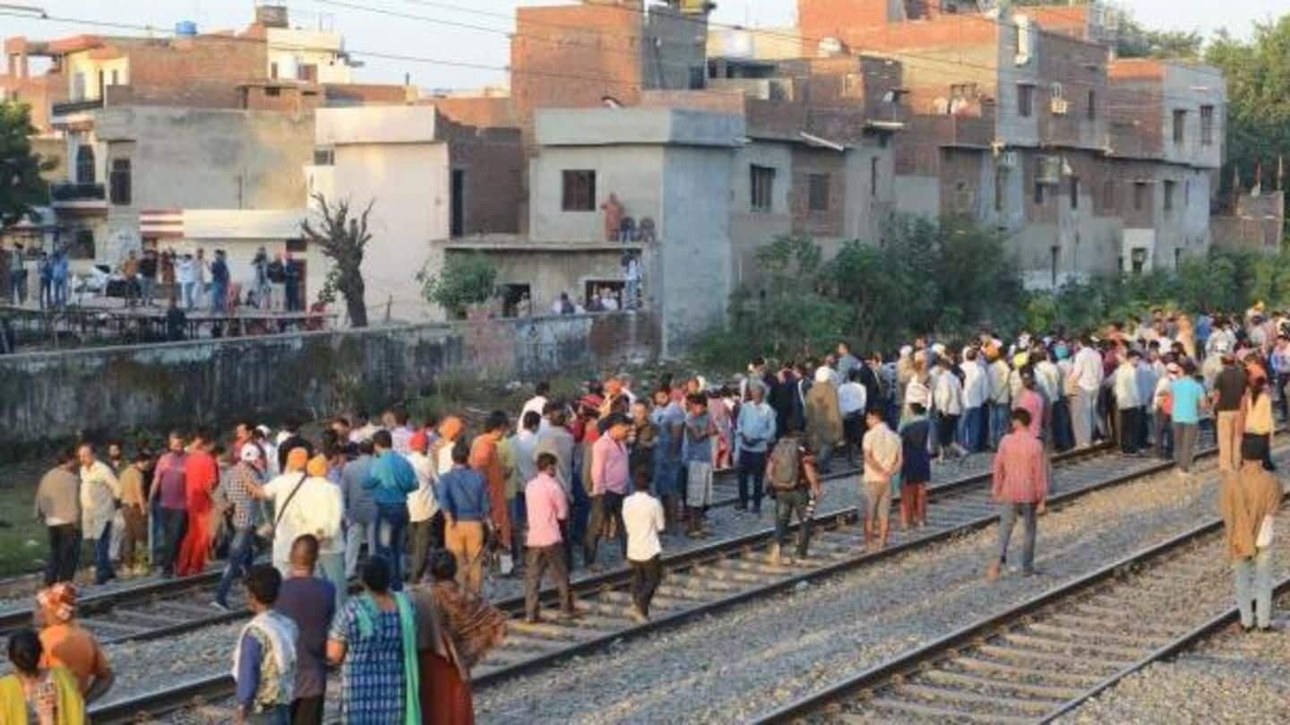 Amritsar: Locals continue sit-in protest at train accident site