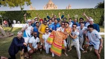 Nick hits a six during cricket match, Priyanka cheers