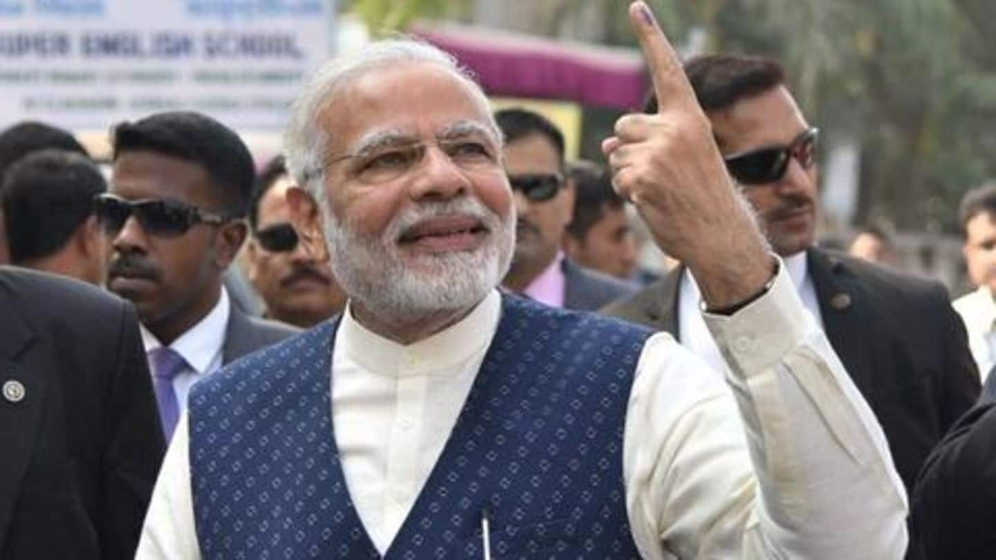 PM Narendra Modi casts vote at polling booth in Ahmedabad