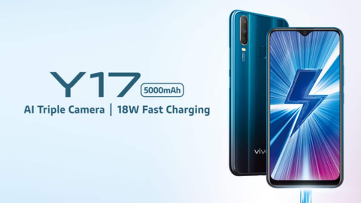 Vivo Y17 with triple-cameras, 5,000mAh battery launched for Rs. 17,990