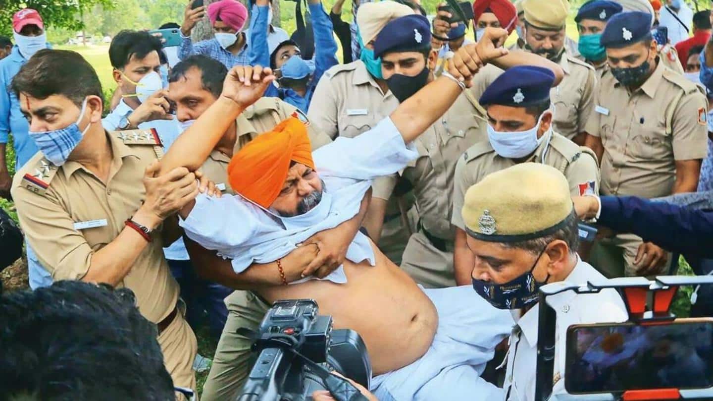 AAP leaders detained during protest yesterday AAP leaders detained during protest yesterday