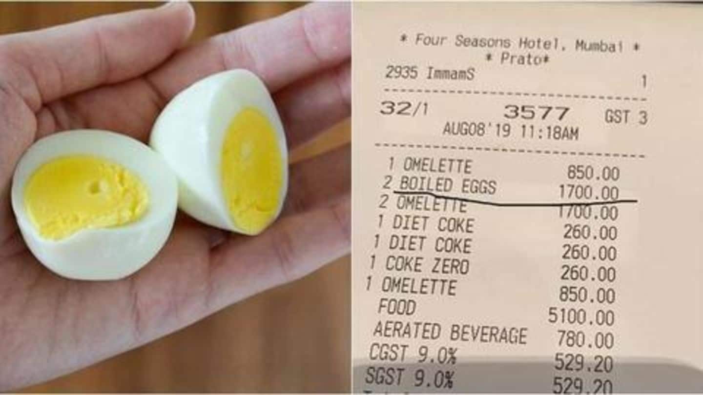 Mumbai hotel charges Rs. 1,700 for two boiled-eggs; Twitter reacts