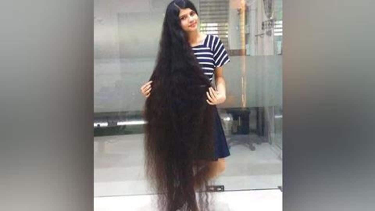 With 6 Feet Long Hair Gujarat Teenager Breaks Own World Record Newsbytes
