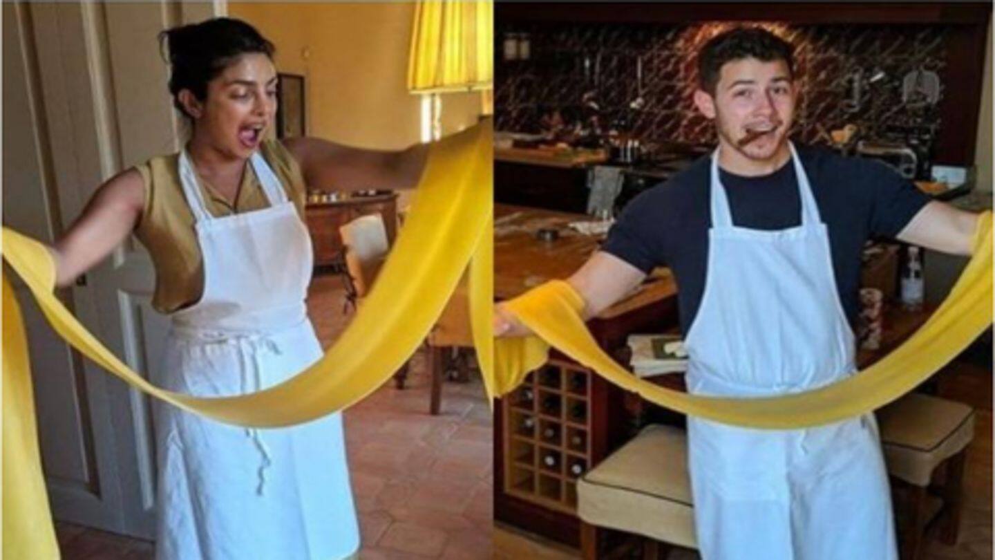 Watch: Priyanka cooks pasta with husband Nick in Italy