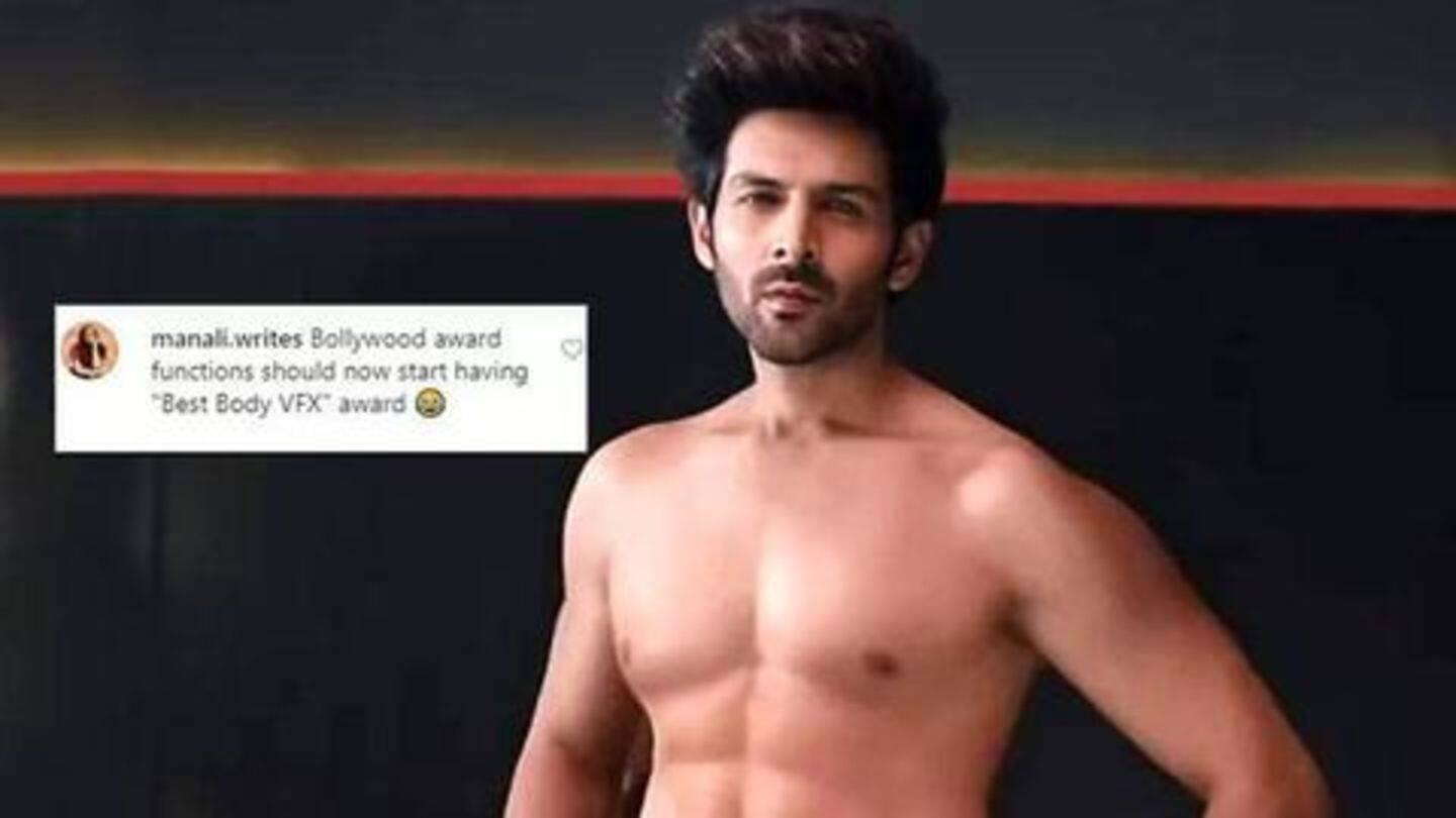 Recently, Kartik Aaryan's 'fake abs' also garnered attention Recently, Kartik Aaryan's 'fake abs' also garnered attention