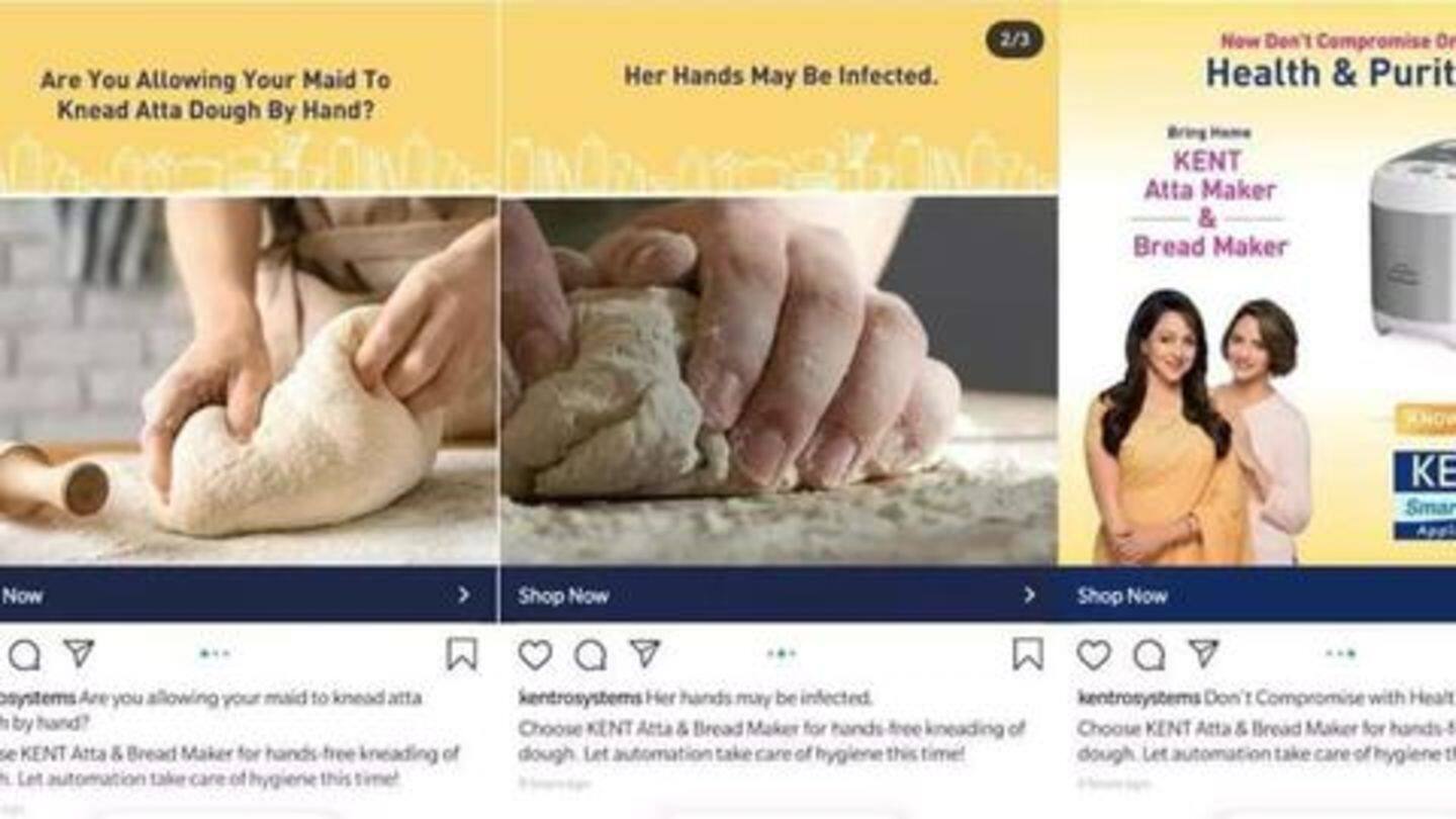 The ad depicted domestic helps as carriers of infection The ad depicted domestic helps as carriers of infection