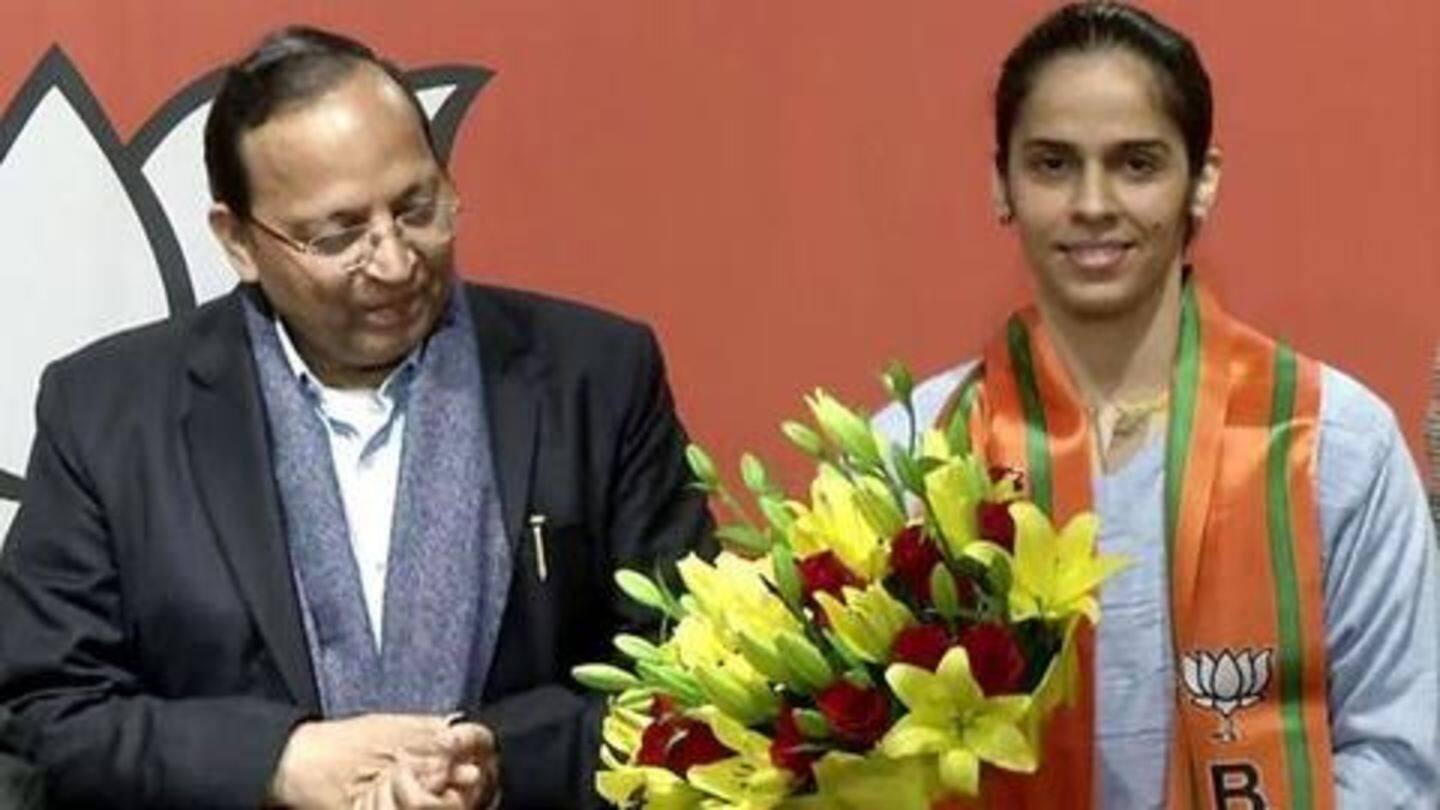 Badminton star Saina Nehwal joined BJP on Wednesday Badminton star Saina Nehwal joined BJP on Wednesday