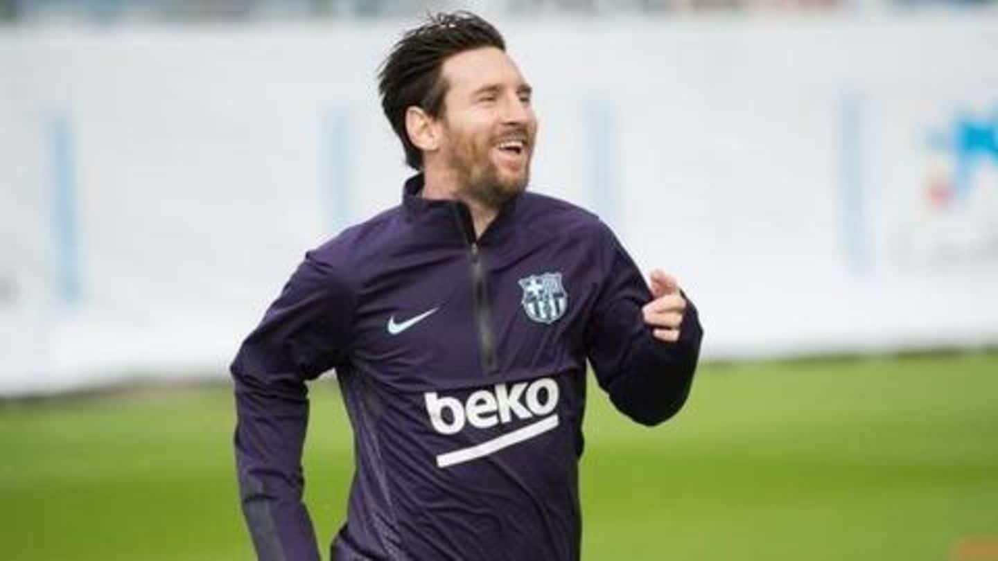 Leo Messi returns to training with Barcelona post arm injury