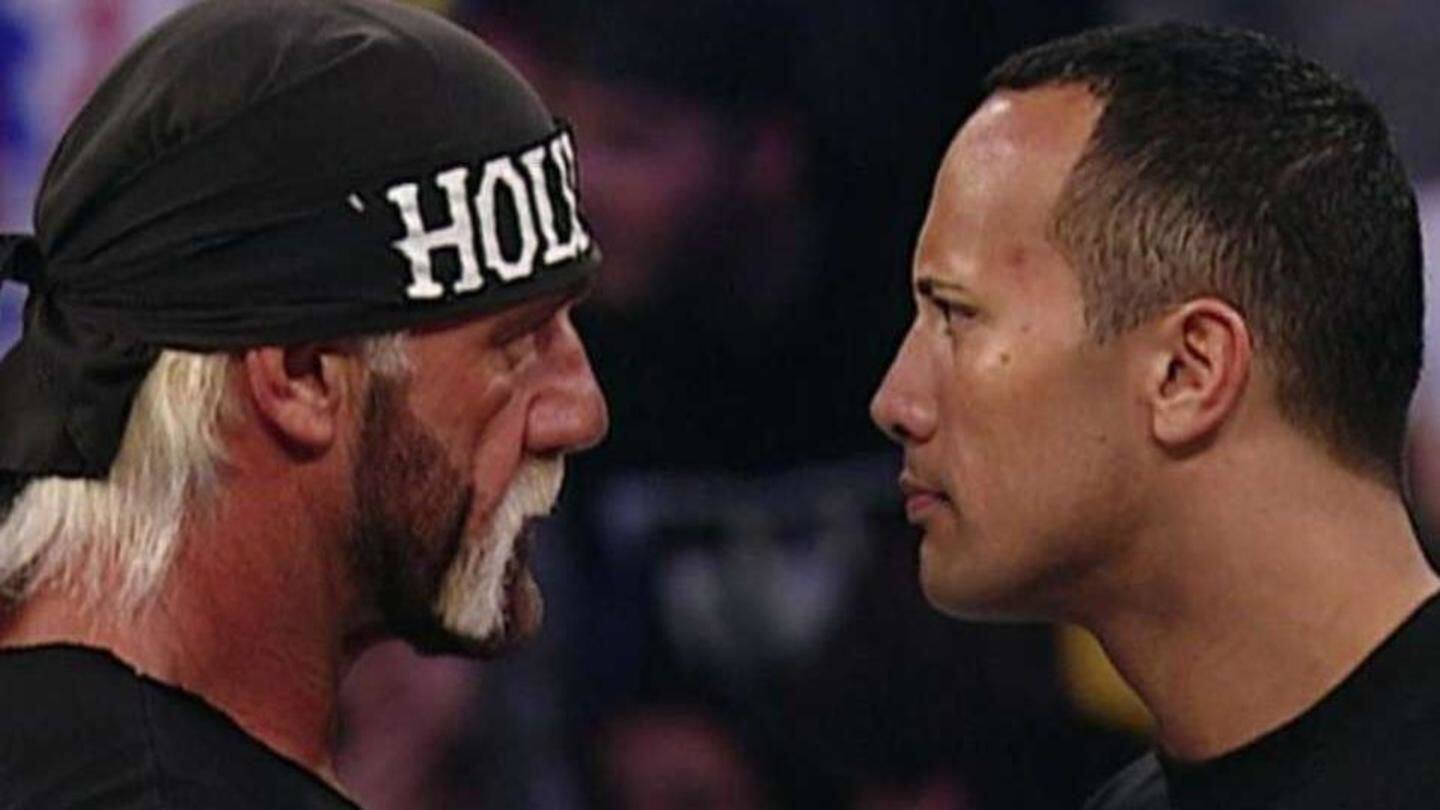The Rock vs Hulk Hogan at WrestleMania X8 The Rock vs Hulk Hogan at WrestleMania X8