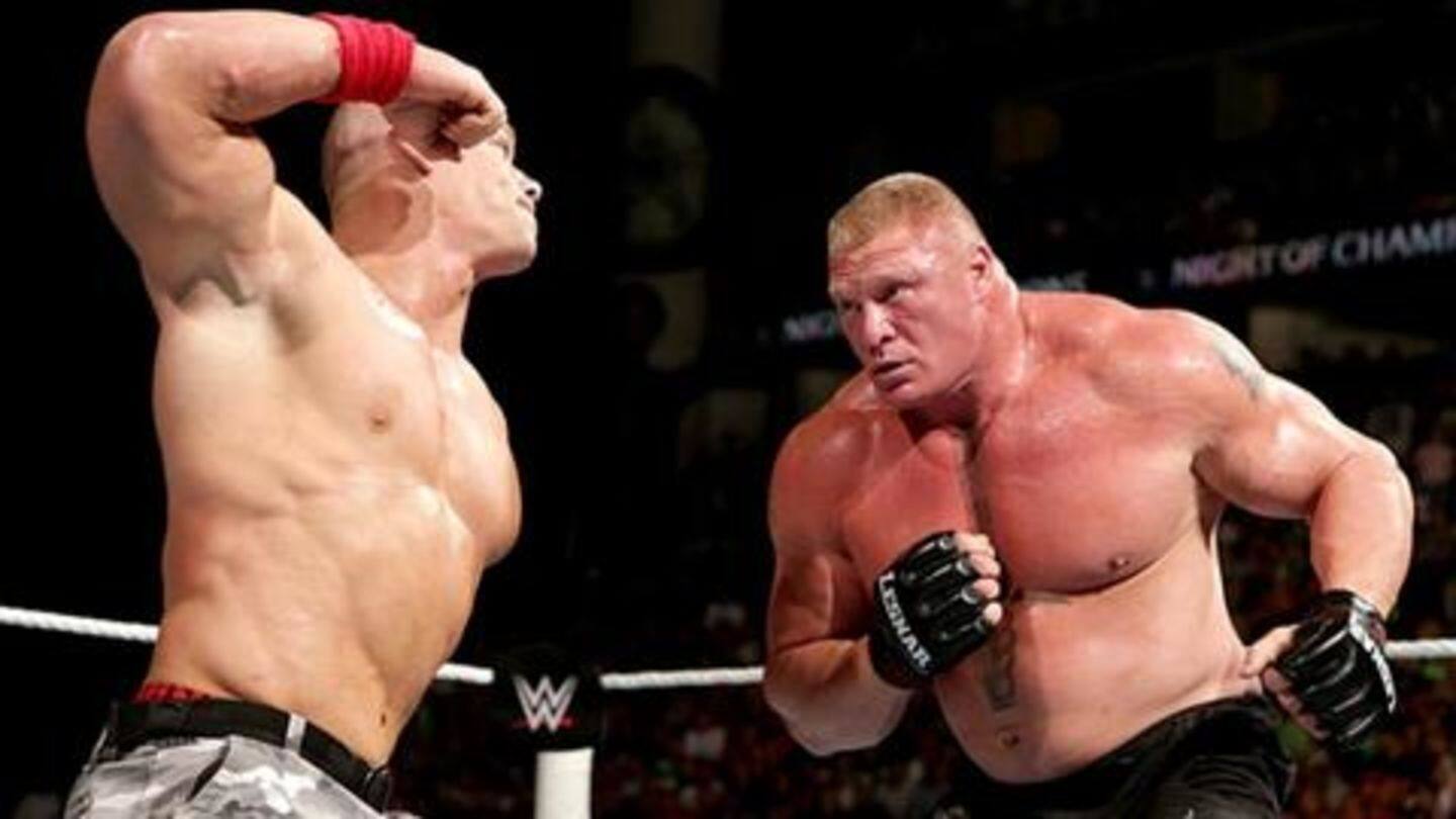 Brock Lesnar maintains his distance from John Cena Brock Lesnar maintains his distance from John Cena
