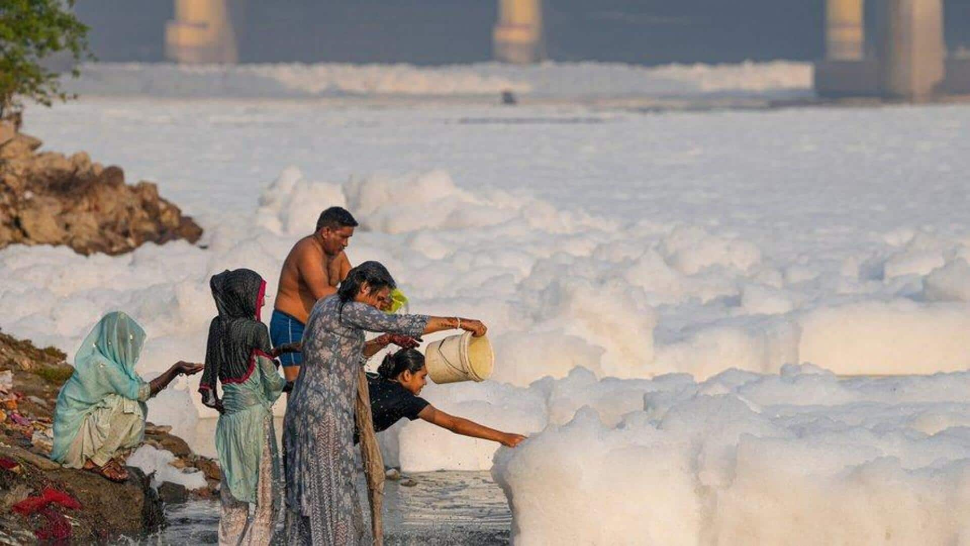 How dangerous are the white foam floating in Yamuna river 