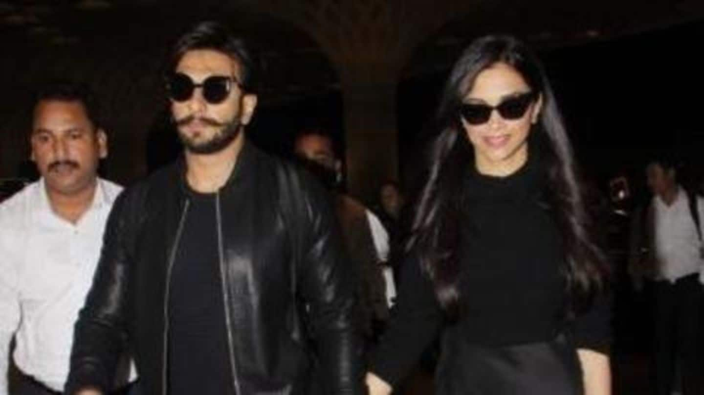 Ranveer, Deepika twin in black as they leave for honeymoon