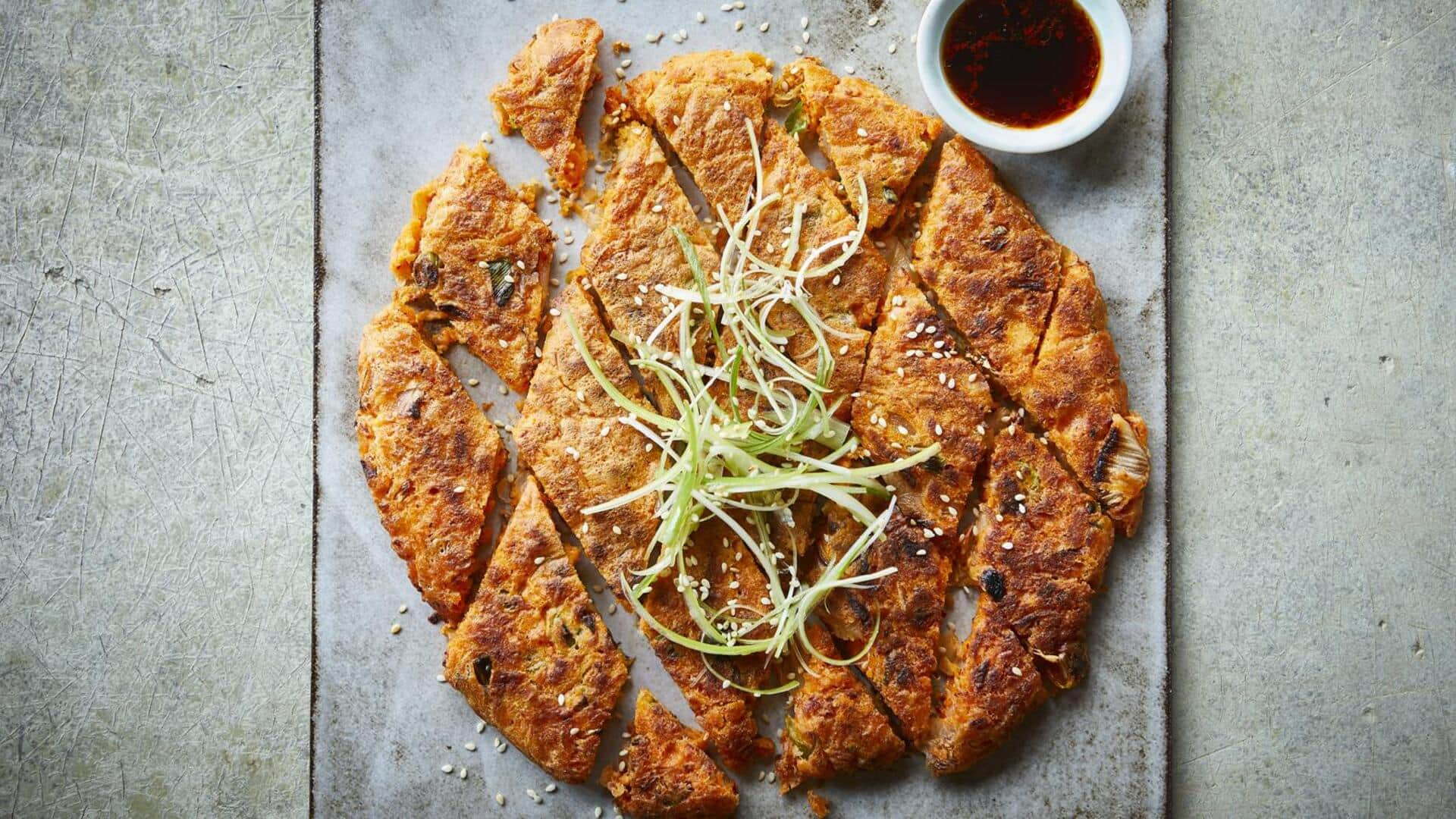 Try this vegan Korean kimchi pancakes recipe today