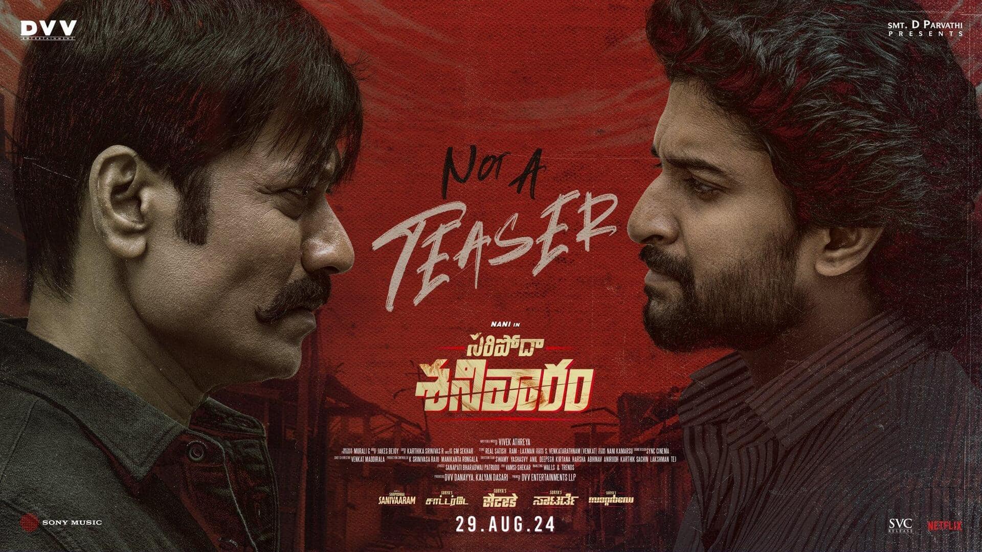 Watch: Nani introduces menacing Suryah in 'not-a-teaser' of 'Saripodhaa Sanivaaram'