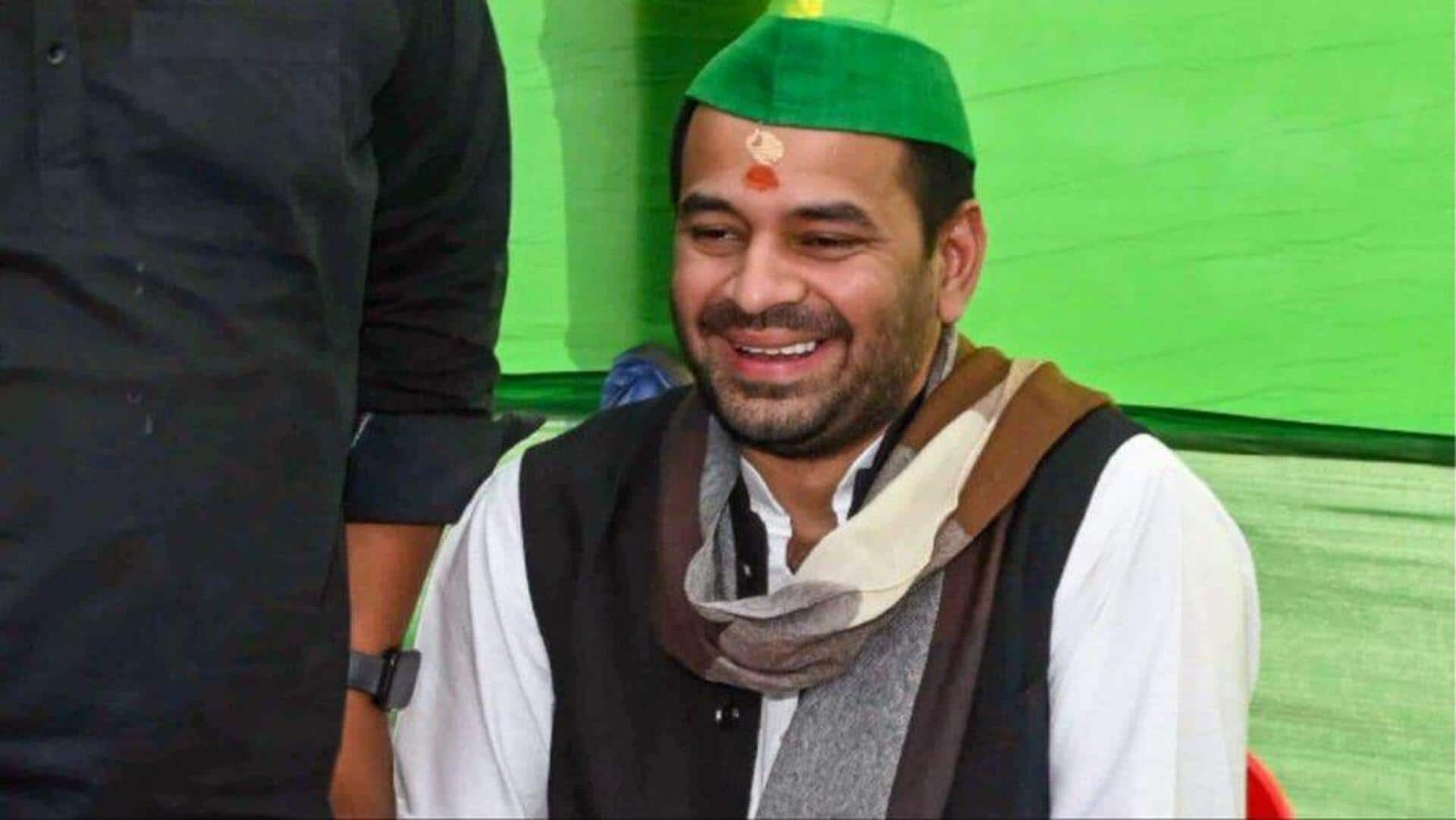 Expelled RJD MLA Tej Pratap holds rally with new flag  
