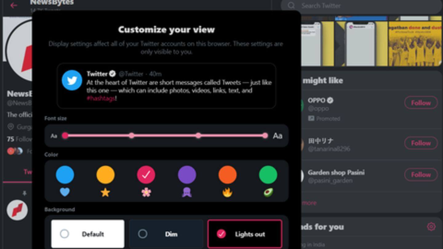 Options to personalize Twitter account Options to personalize Twitter account