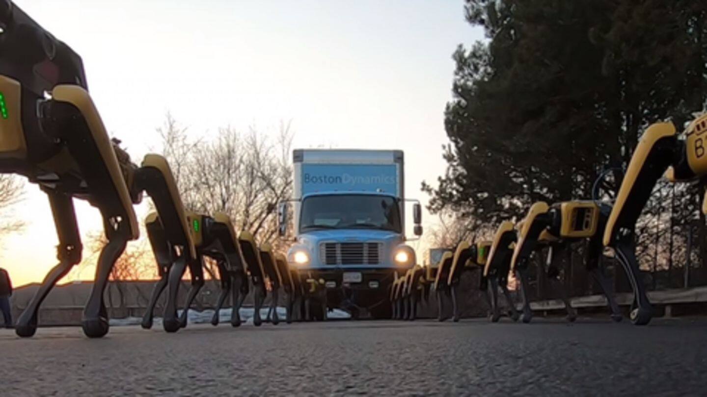 Watch: Boston Dynamics' army of 'robo-dogs' hauls a real truck