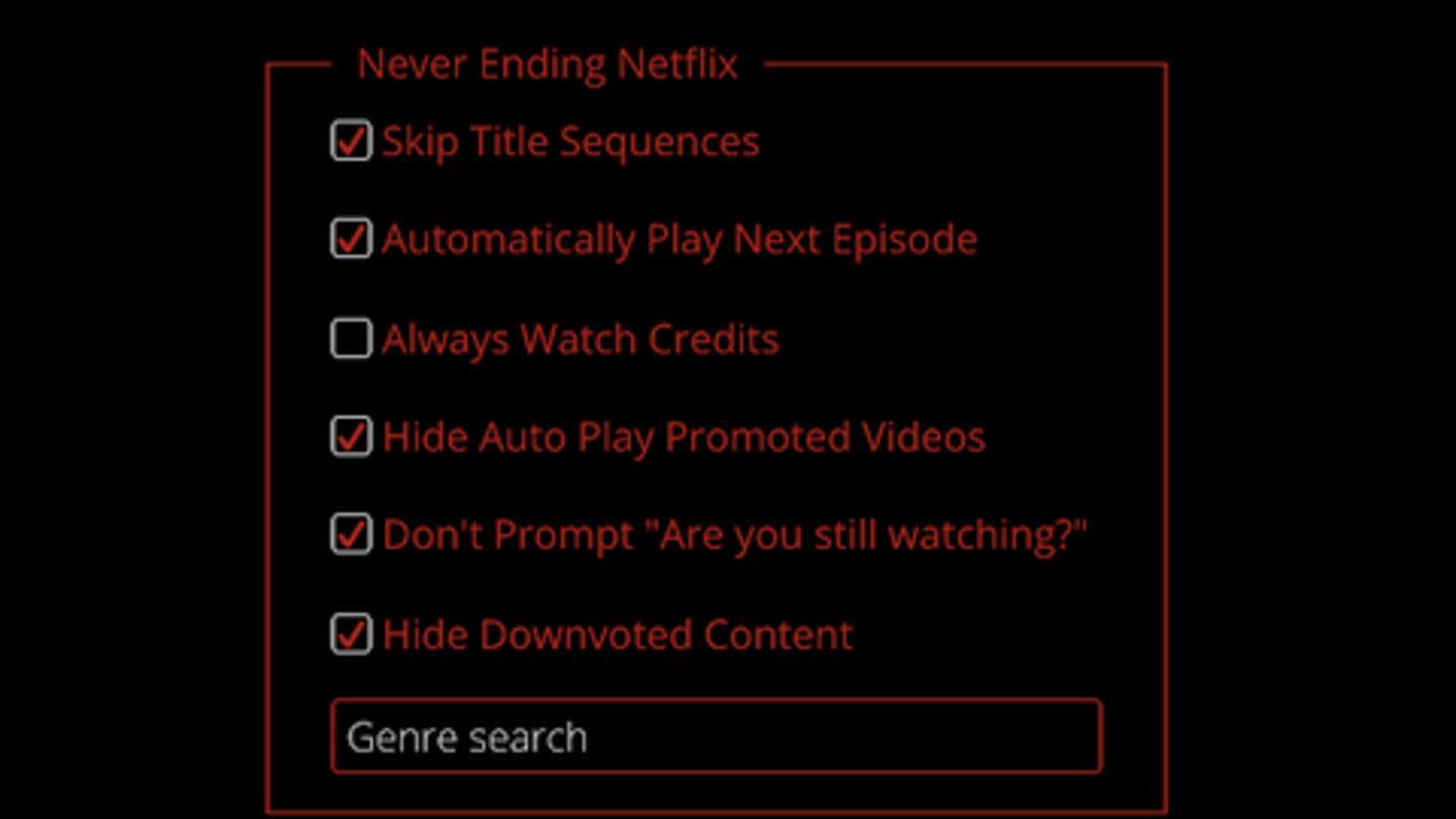 'Never Ending Netflix' for auto-skipping intros and more 'Never Ending Netflix' for auto-skipping intros and more
