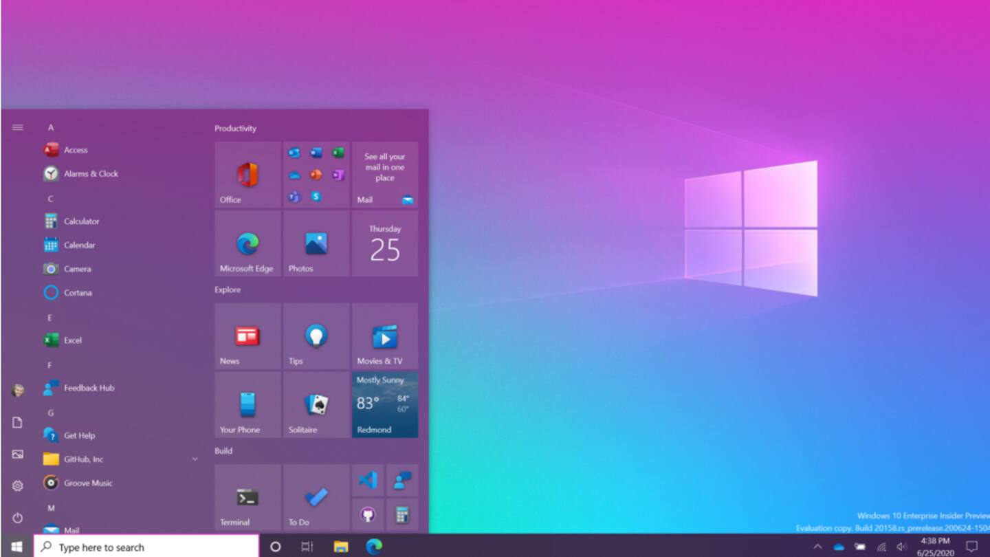 New Insider build with new Start menu New Insider build with new Start menu