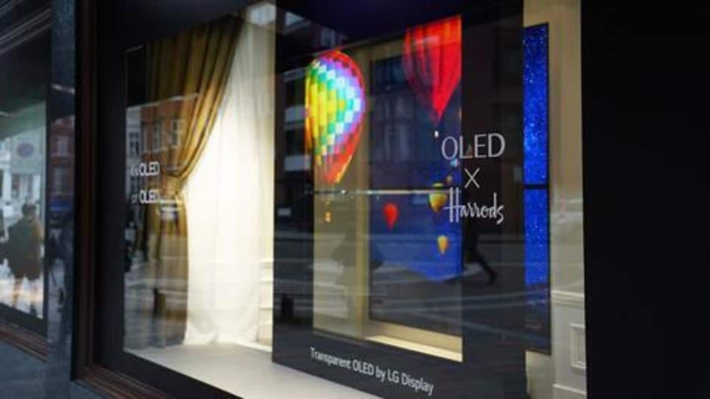 LG showing off its transparent OLED TVs in Harrods windows