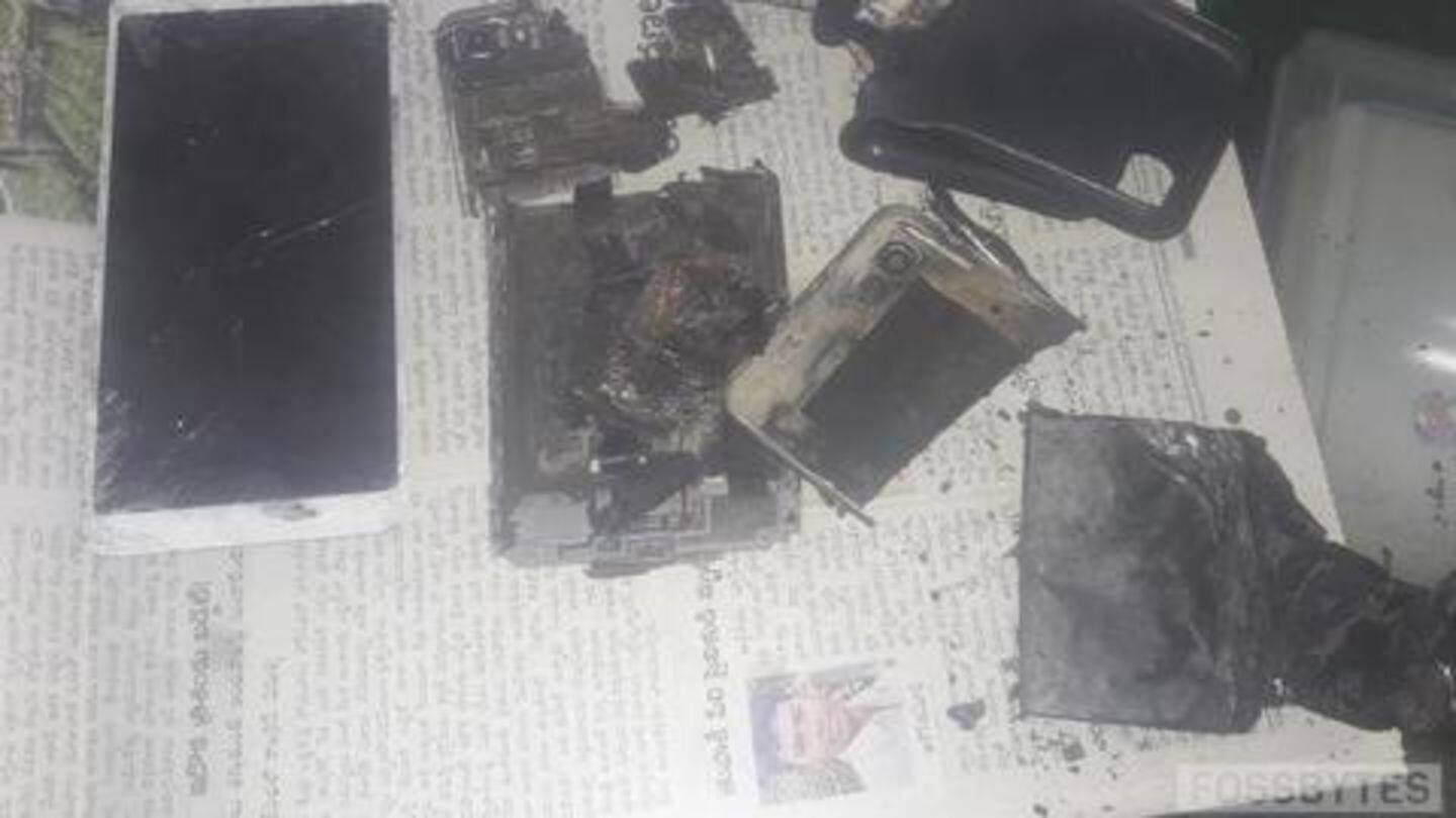 Apparently, it's a case of battery explosion Apparently, it's a case of battery explosion
