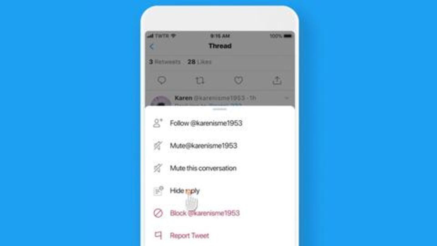 New option to hide replies New option to hide replies
