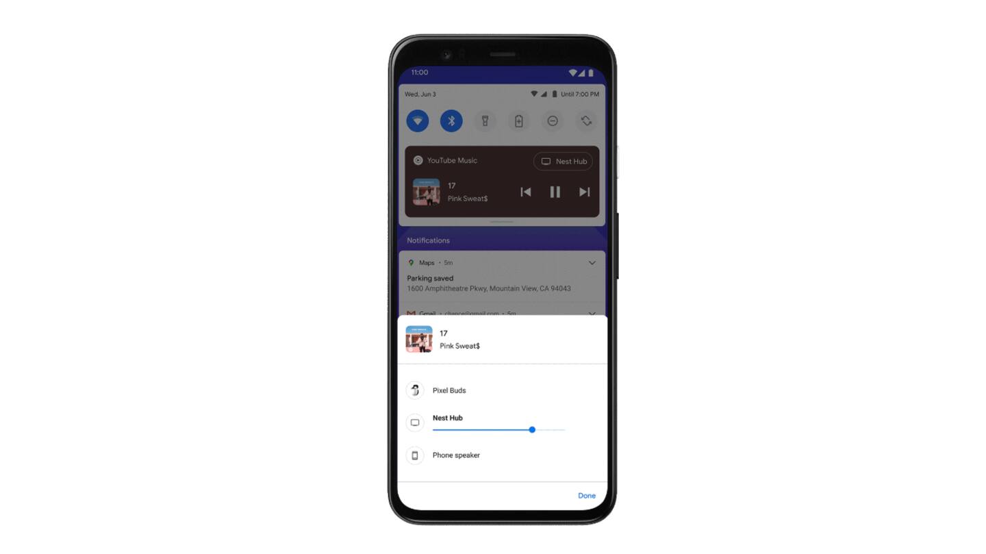 Media controls in quick settings, seamless audio output switching Media controls in quick settings, seamless audio output switching