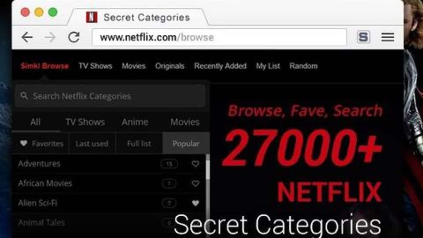 'Enhancer for Netflix' with thousands of secret categories 'Enhancer for Netflix' with thousands of secret categories