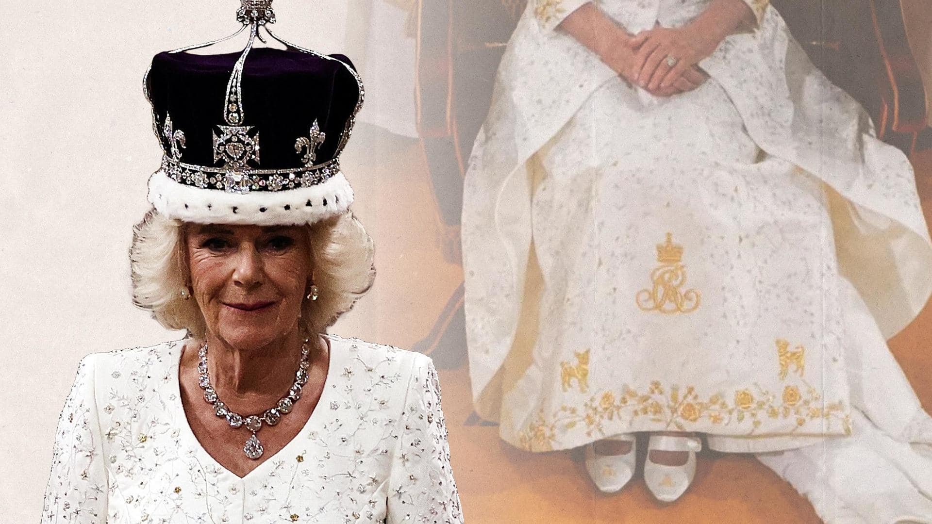Queen Camilla's coronation gown featured her adopted dogs