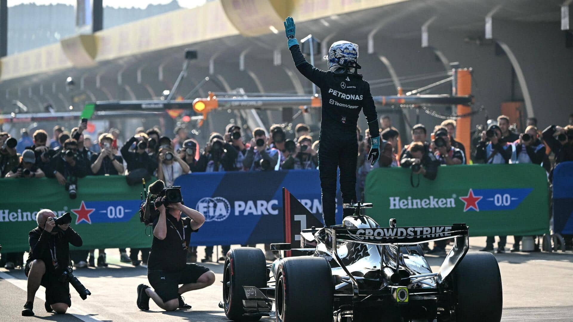 Chinese GP: Russell ecstatic after securing pole in sprint qualifying