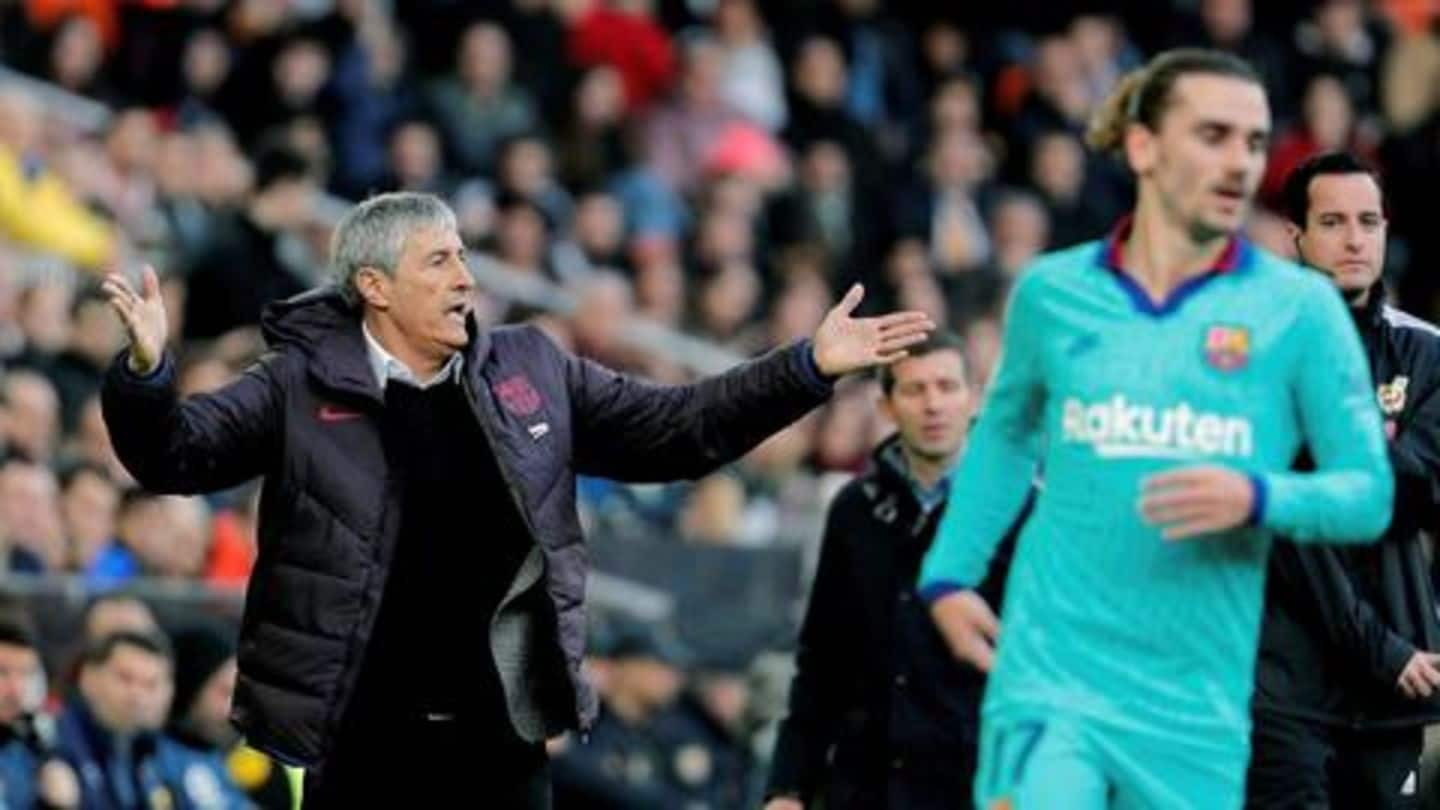 Quique Setién under pressure as Bacelona lose 0-2 to Valencia