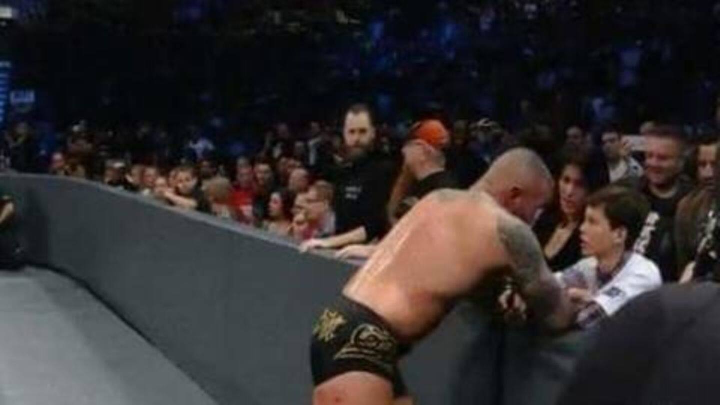 Randy Orton consoles Shane McMahon's son Randy Orton consoles Shane McMahon's son