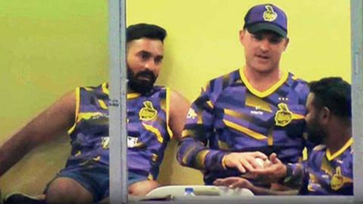 Karthik spotted inside Trinbago Knight Riders dressing room Karthik spotted inside Trinbago Knight Riders dressing room