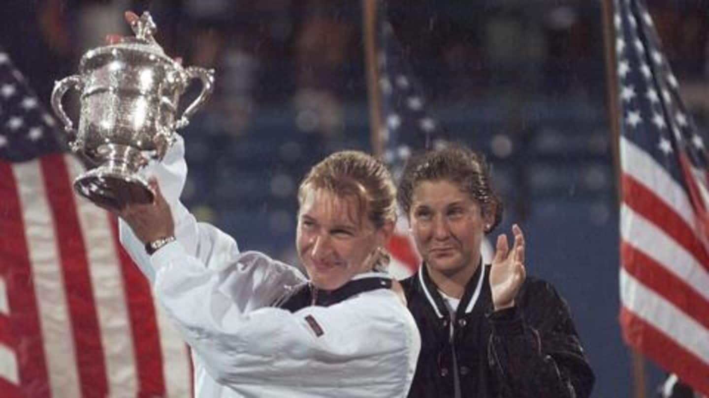 Steffi Graf keeps her calm against Monica Seles Steffi Graf keeps her calm against Monica Seles