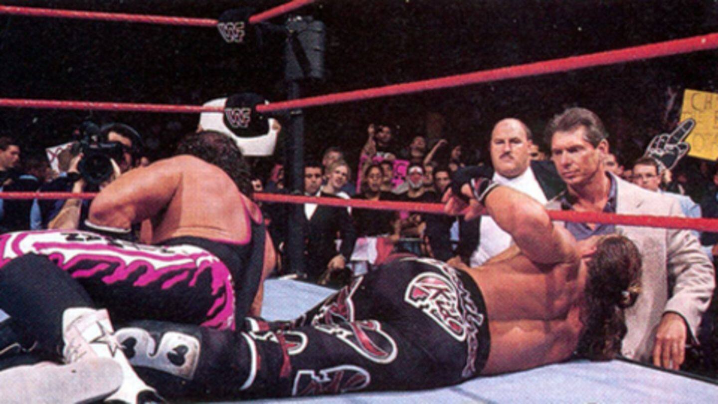 Betraying Bret Hart in front of his home crowd Betraying Bret Hart in front of his home crowd