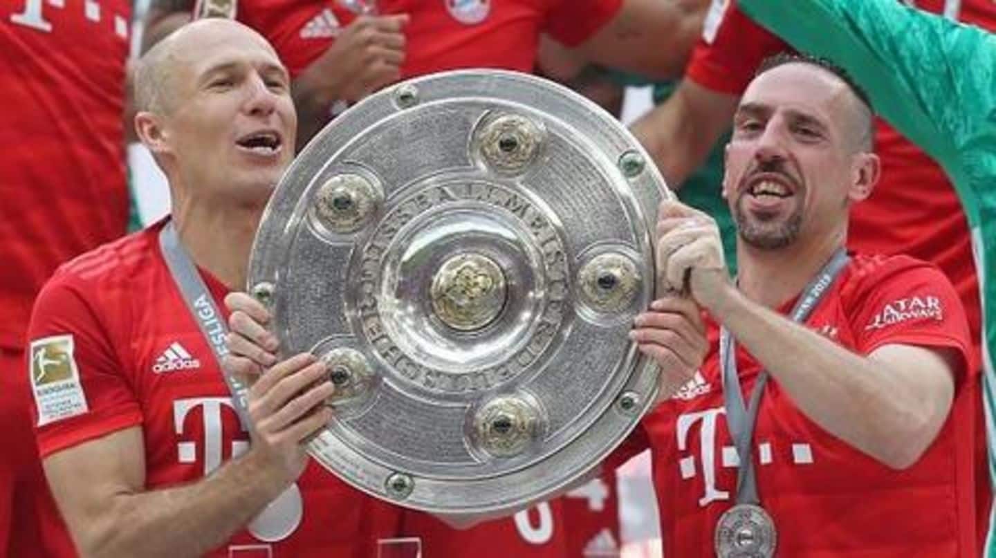 Bayern Munich give Arjen Robben and Franck Ribery emotional farewell