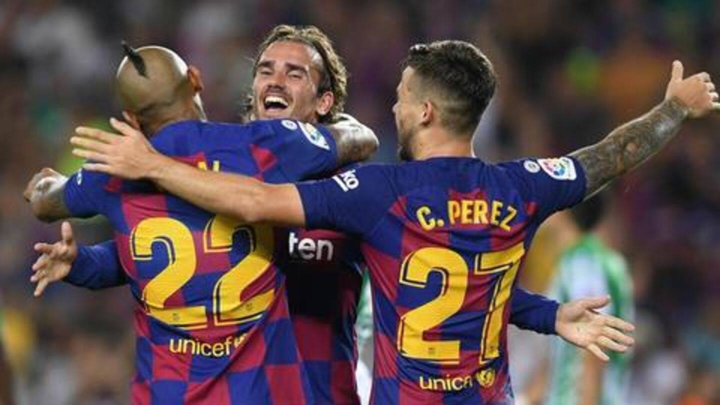 Messi-less Barca come from behind to tame Betis Messi-less Barca come from behind to tame Betis