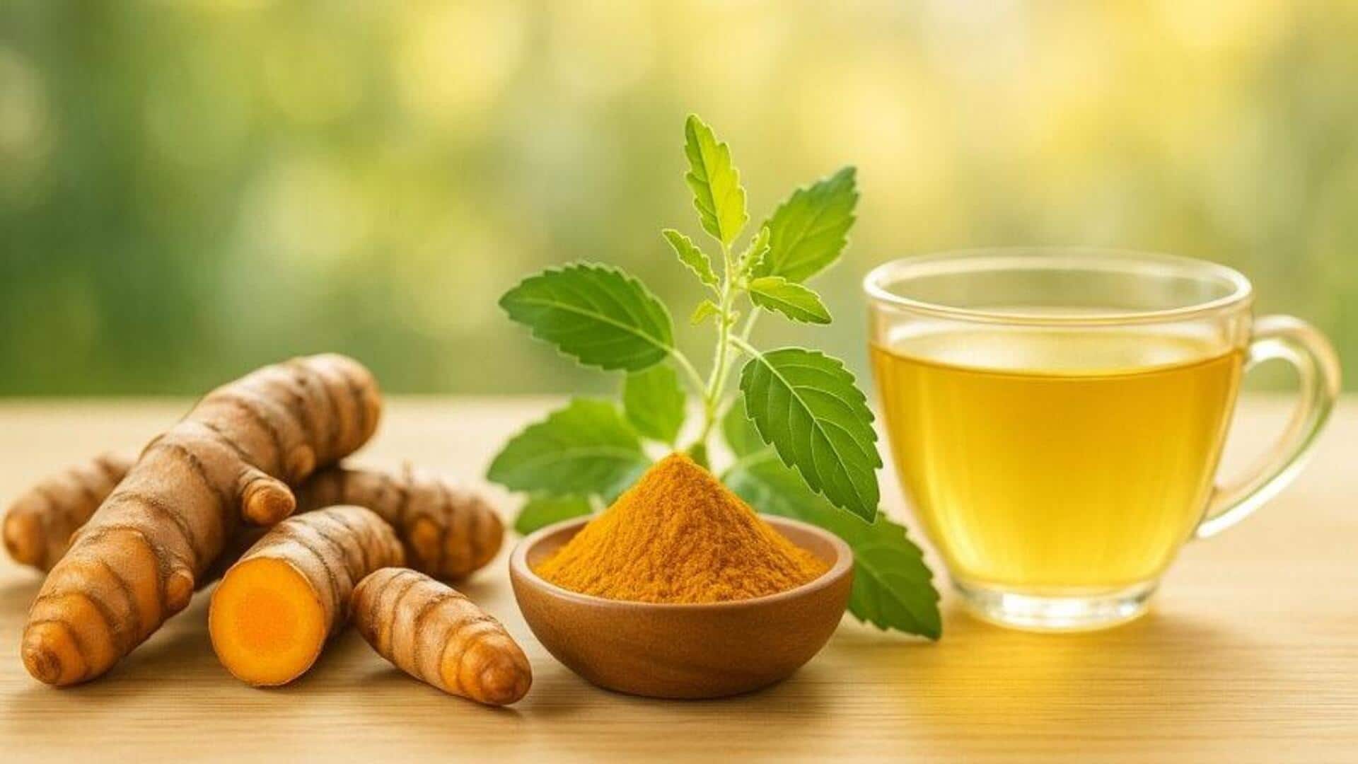 5 health benefits of turmeric and basil tea