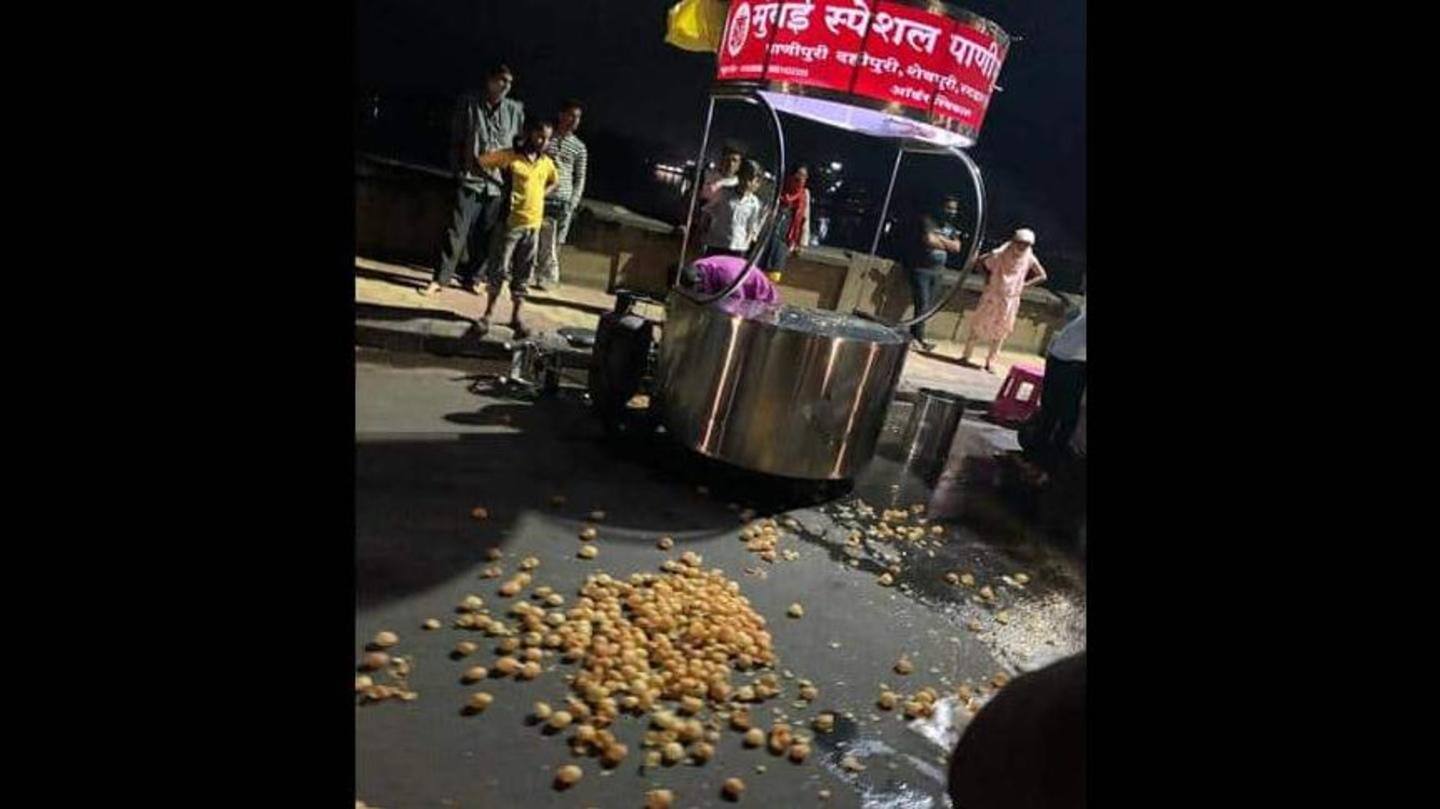 After video went viral, people destroyed pani puri cart After video went viral, people destroyed pani puri cart