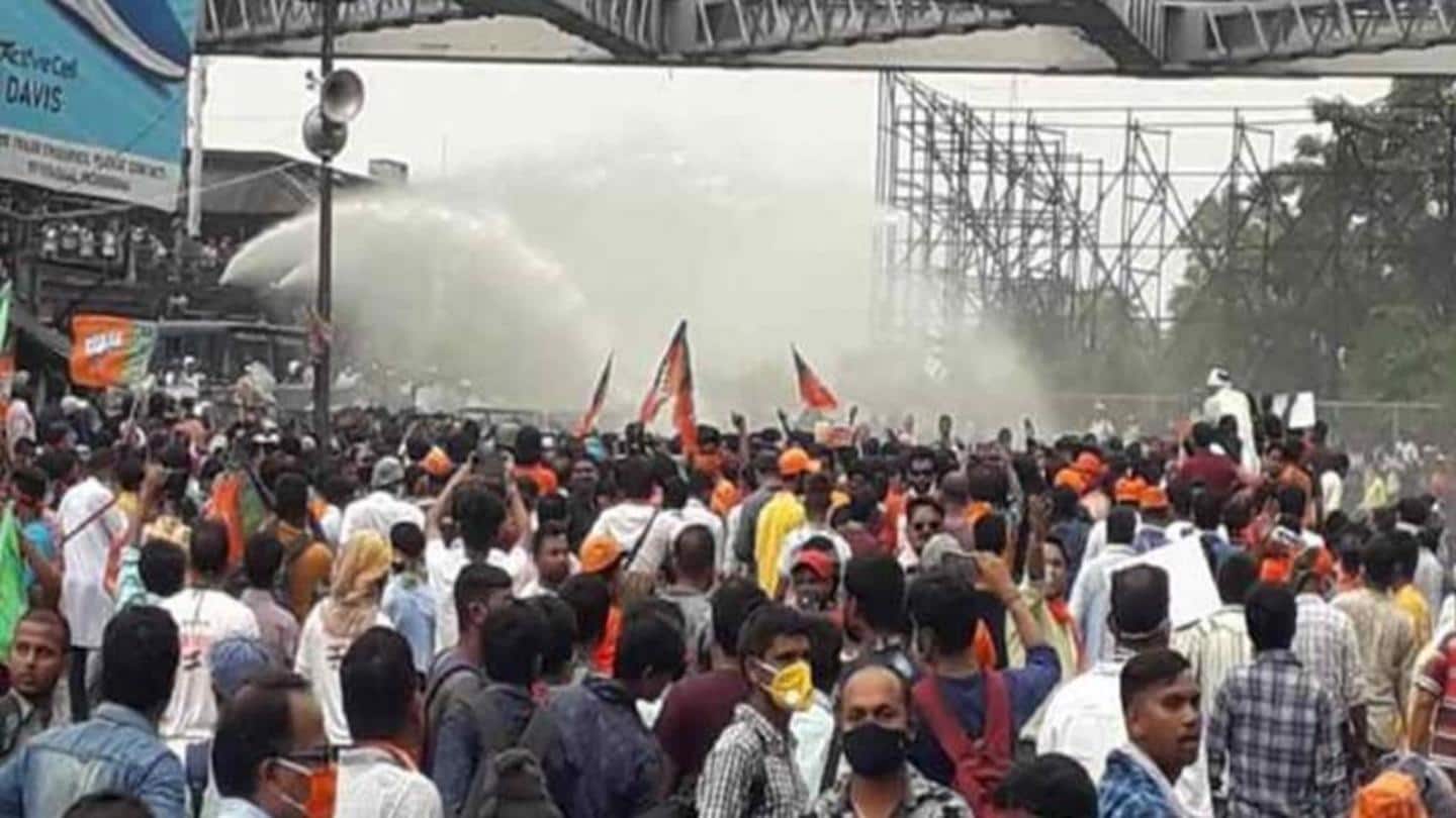 BJP workers marching to West Bengal secretariat clash with police