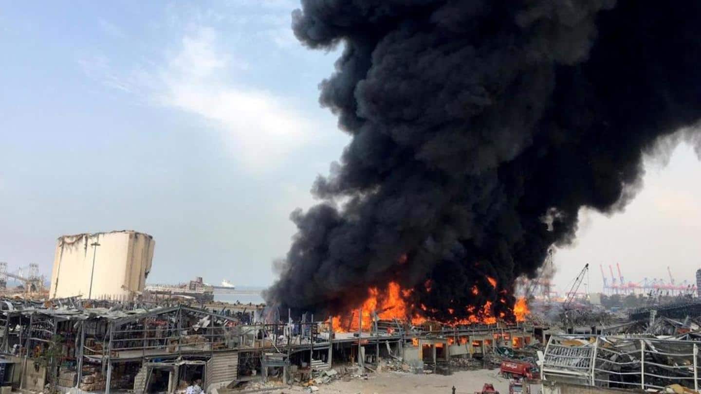 Fire at Beirut port month after blast that killed 190