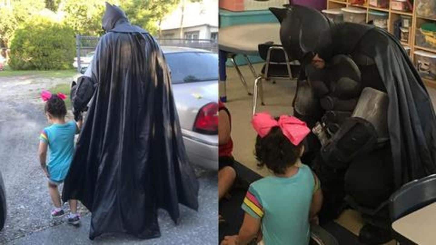 3-year-old was being bullied, so 'Batman' walked her to school