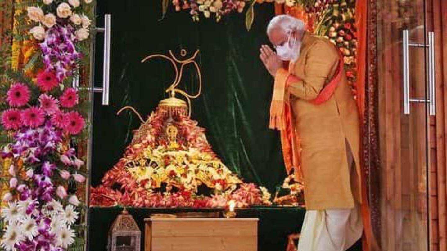 Modi performed 'bhoomi pujan' at site yesterday Modi performed 'bhoomi pujan' at site yesterday