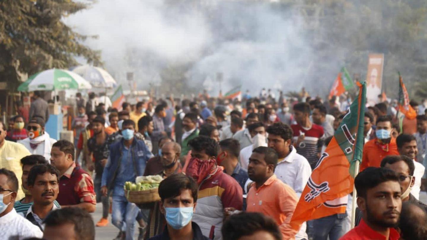 BJP leaders were leading rally to state secretariat BJP leaders were leading rally to state secretariat