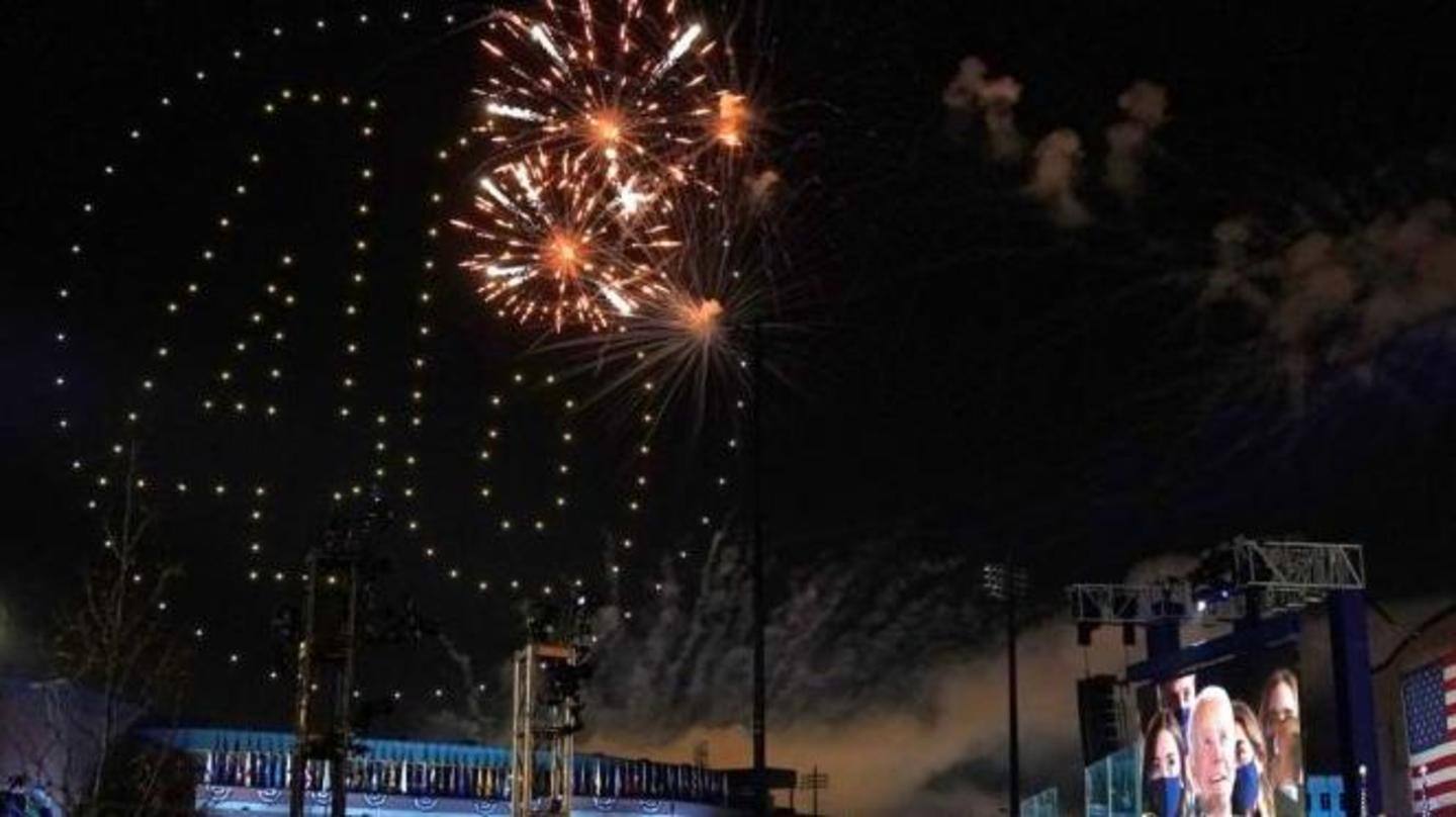 Fireworks, drone display followed Biden's speech Fireworks, drone display followed Biden's speech