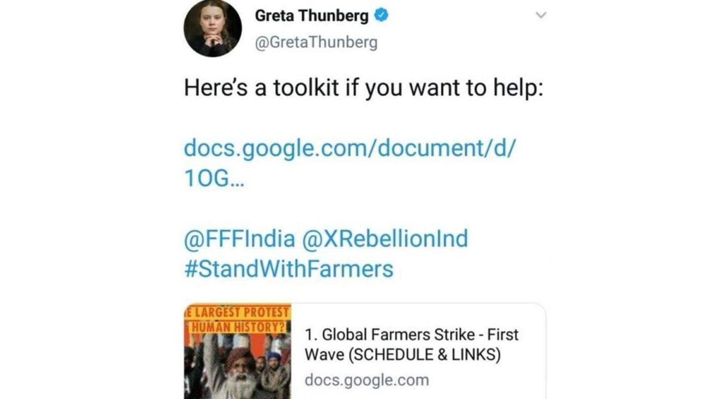 Case emerged after Greta Thunberg shared 'toolkit' Case emerged after Greta Thunberg shared 'toolkit'
