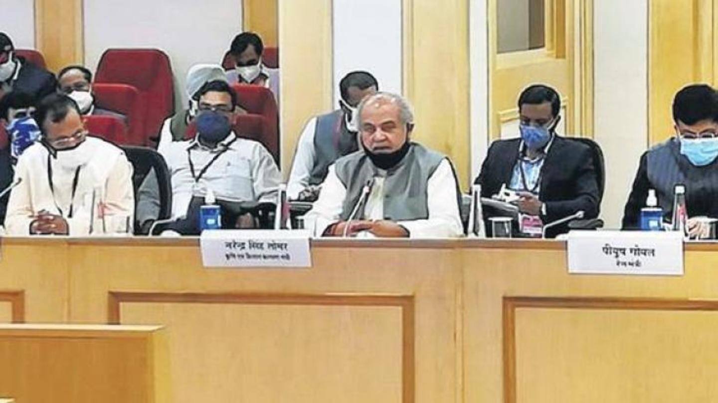 Three Union Ministers held meeting with 41 farmer leaders Three Union Ministers held meeting with 41 farmer leaders