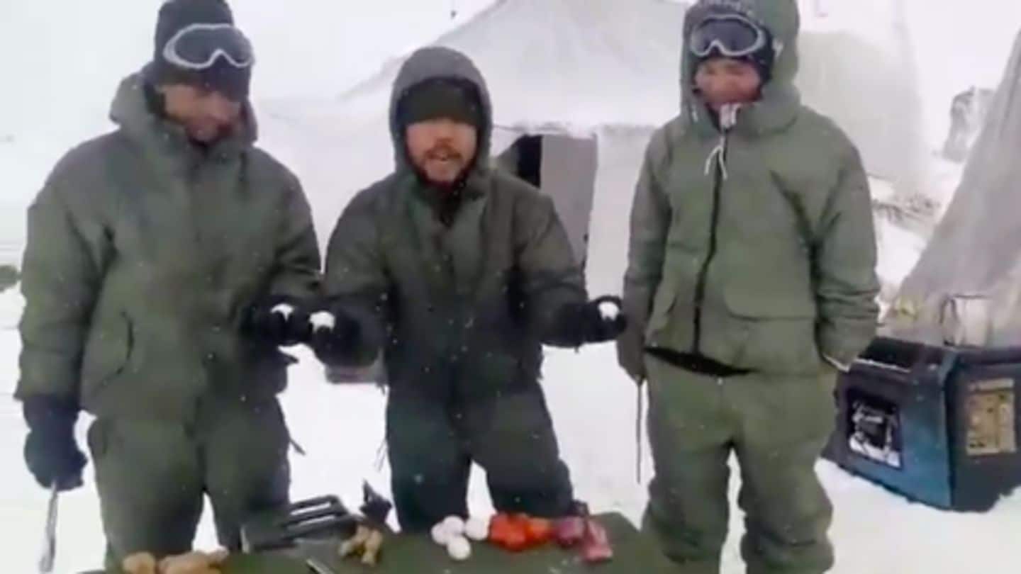 Watch: Soldiers need hammer to break open eggs at Siachen