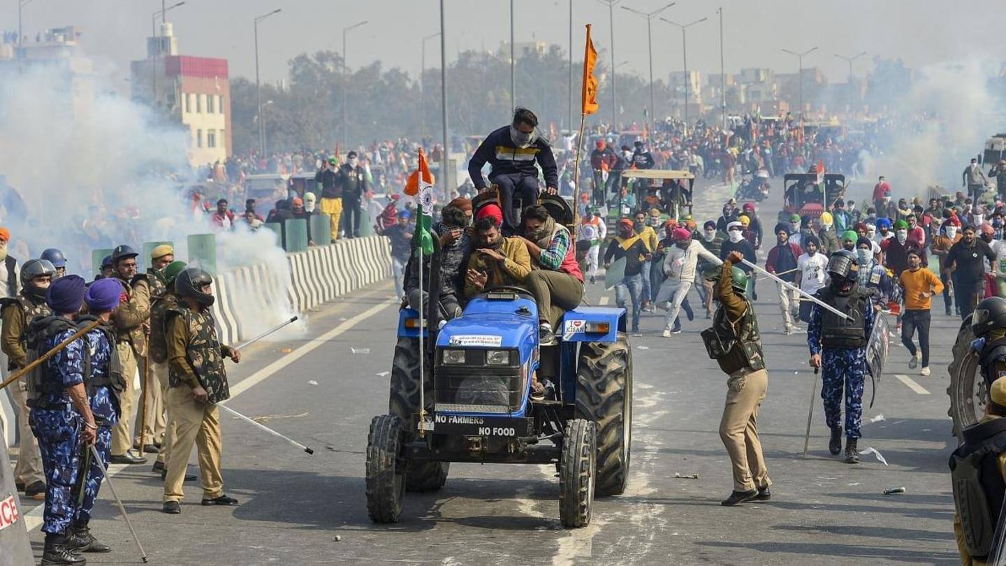 Farmers' R-Day tractor rally had turned violent Farmers' R-Day tractor rally had turned violent