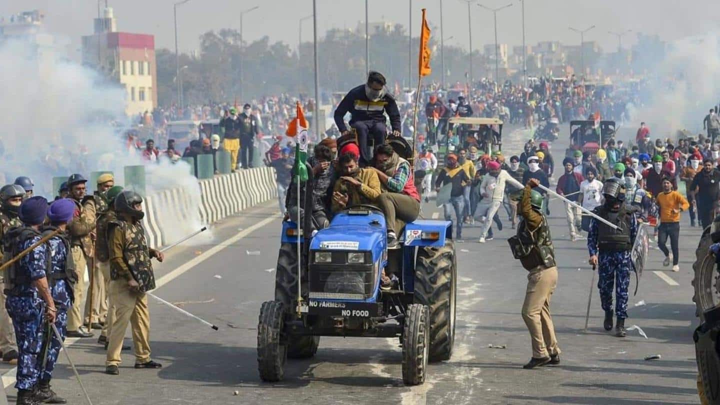 Farmers' R-Day tractor rally had turned violent Farmers' R-Day tractor rally had turned violent